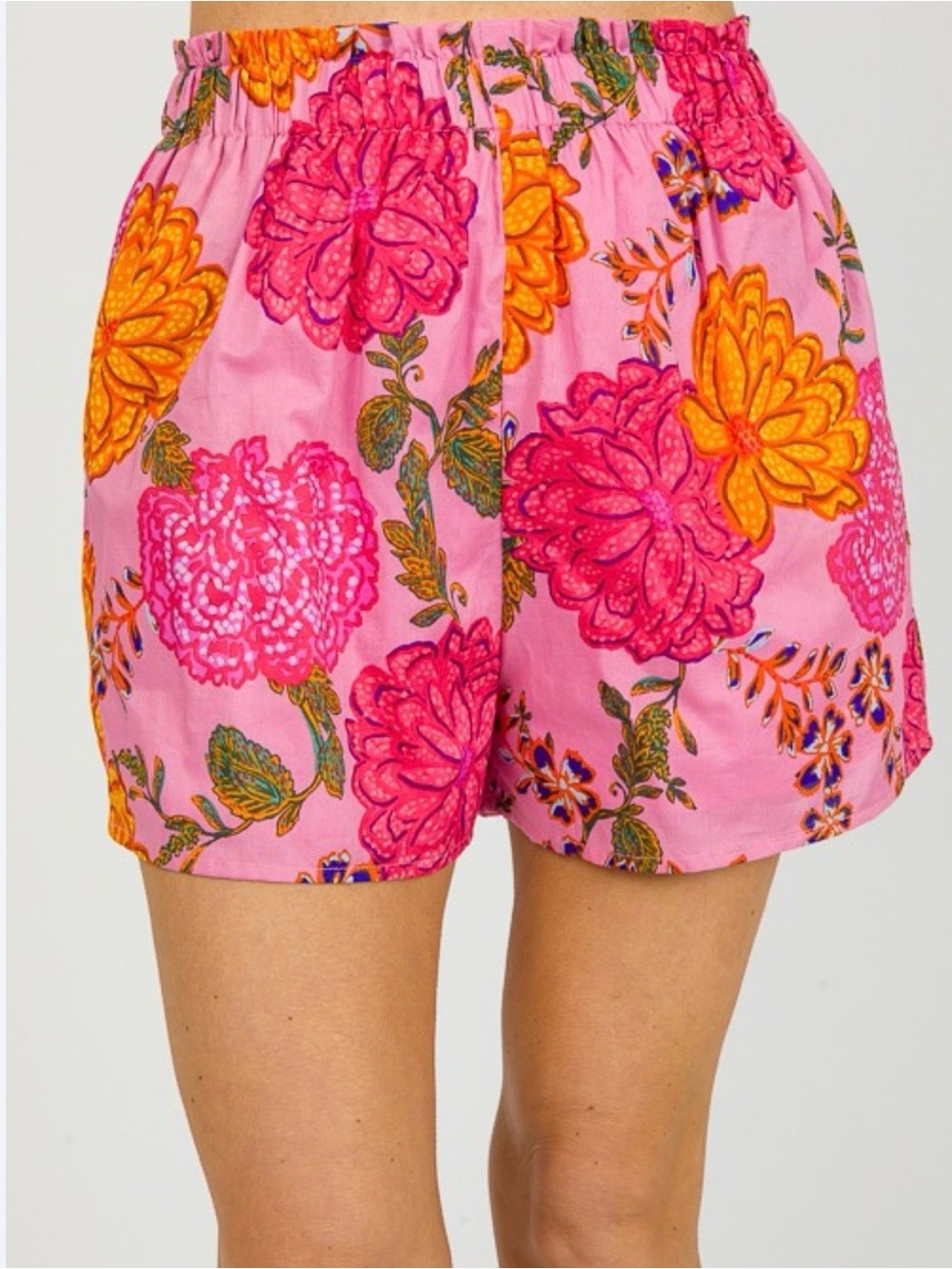 Karlie‎ Bright Pink Floral Pull On Style Summer Spring Casual Short Women Large